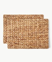 Tapis rectangulaires en jacinthe d'eau et bambou faits à la main, style bohème, napperons décoratifs, couleur naturelle, design tressé