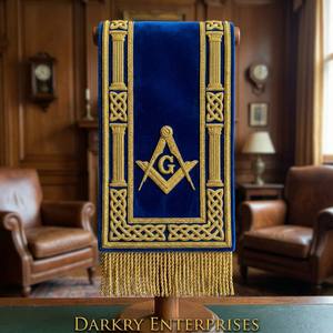 Faja Masónica de Terciopelo Rojo con Bordado a Mano de Hilo de Plata Personalizado, Faja del Rito Escocés con Emblema de Águila de Dos Cabezas - Product Image 6