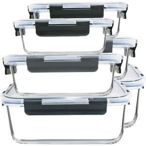 Set di Contenitori in Vetro per Alimenti Extra Large da 74.7oz (9.2 Tazze), 40.9oz (5 Tazze), 19.3oz (2.4 Tazze), Confezione da 6 con Coperchi Ermetici per Conservazione - Product Image 1