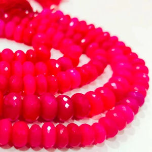 ลูกปัดหินแคลซิโดนีสีชมพูสดทรงรอนเดลเหลี่ยมเพชรพลอย, ลูกปัดหินออนิกซ์สีชมพู - Product Image 4