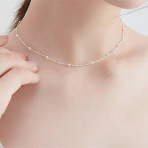 Collar de Perlas de Agua Dulce de Alta Gama para Mujer, Diseño de Cielo Estrellado Simple y Ligero de Lujo, Collar de Cuentas de Arroz Pequeñas - Product Image 3