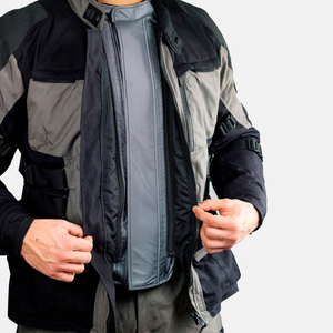 Men's <b>Black</b> Gray Motorcycle <b>Jacket</b> Stand Collar Zipper Closure Moto Biker Style Autumn Wear Regular Fit Windproof Polyester - Product Image 4