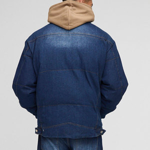 Quality Formal Embroidered Windproof Oversized Drop Shoulder Denim Jeans <b>Jacket</b> <b>Men</b> Distressed Black 100% Cotton Winter <b>Filled</b> - Product Image 5