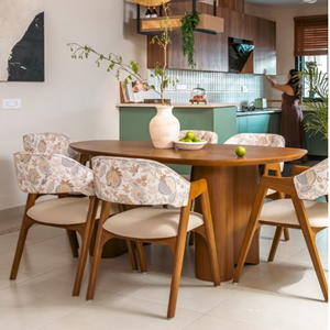 Juego de Comedor Moderno de Madera de Teca, Sillas Tapizadas Contemporáneas, Muebles de Lujo para Casa o Villa - Product Image 1