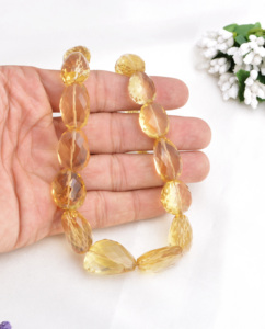 Cuentas facetadas de citrino natural | Cuentas facetadas de citrino natural de 16 pulgadas para la elaboración de joyería fina con piedras preciosas - Product Image 4