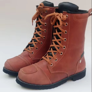 Botas largas hasta el tobillo para mujer, botas de moda con cordones, zapatillas de cuero, zapatos con cierre de cremallera - Product Image 1