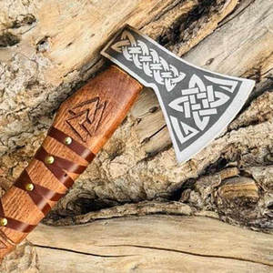Hacha Vikinga Estilo Escandinavo, Mango de Madera de Grado Industrial, Hoja de Acero al Carbono, Cabeza Decorativa para Exhibición en Hogar, Oficina o Tienda - Product Image 5