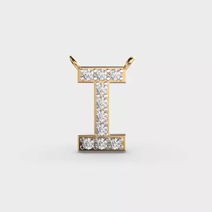 Elegant Gold Initial Pendant with Diamond Letter I Alphabet <b>Charm</b> Stylish Jewelry for Women - Product Image 4