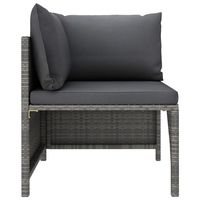Graues Poly Rattan-Ecksofa mit Kissen