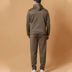 Survêtement à capuche pour hommes grande taille, gris uni, décontracté, sweat-shirt long avec poches latérales, taille élastique, coupe ample, vêtements d'automne - Product Image 2