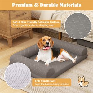 "Grey Egg Foam 36" Dog <b>Crate</b> Bed with 3 Side Bolster & Removable Washable Cover for Pets" - Product Image 2