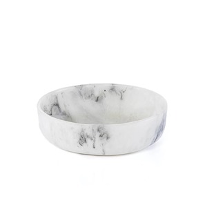 <b>Crystal</b> Finish Resin Pedestal Bowl with Matching Tray and Designer Saucers for Modern Elegant Dining - Product Image 3