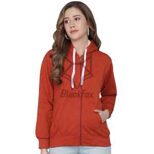 Women's 100% Cotton Fleece Pullover Hoodie with Full-<b>Zip</b> Front Logo Eco-Friendly & Breathable Winter Casual Wear - Product Image 1