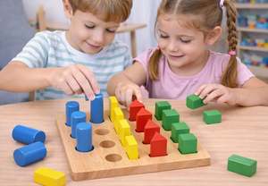 Juguete de Madera con Clavijas para Clasificar, para el Desarrollo de Habilidades, para el Entrenamiento Cerebral de Niños, para Uso en el Aula - Product Image 3