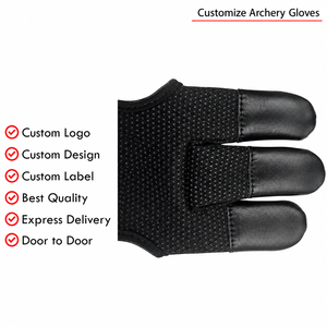 Gants de tir à l'arc en cuir, demi-doigts, avec fermeture auto-agrippante, sangle de poignet réglable, doigts entiers, unisexe - Product Image 4