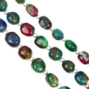 Cuentas de turquesa Mohave arcoíris en forma de pepita de 6x8 y 8x10 mm, cuentas de piedras preciosas multicolor en hilo de 8 pulgadas para la fabricación de joyas, collares y pulseras. - Product Image 4