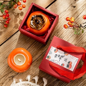环保定制多色柿子如意香薰大豆蜡蜡烛玻璃罐装幸运香薰蜡烛 - Product Image 4