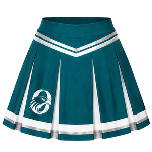 Teal White Sublimated Cheer <b>Long</b> Sleeve Uniform Set <b>Pleated</b> <b>Skirt</b> Athletic Team Sportswear Training Practice Performance Custom - Product Image 6