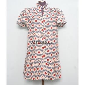 New Arrival Modern Vintage Mini 100% Cotton Floral Printed Beach Wear Short <b>Dress</b> for Women <b>Summer</b> - Product Image 1