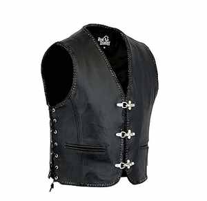 Chaleco de cuero negro sin mangas para motocicleta para hombre, tallas S a 3XL - Product Image 1