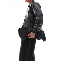 Blouson bomber noir gaufré pour homme, col rabattu, fermeture éclair, style streetwear, coupe ajustée, manches classiques, idéal pour l'automne