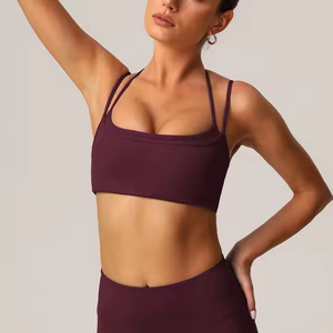 Womens Seamless <b>Racerback</b> Sports <b>Bra</b> Medium Support Solid Color Yoga Fitness Breathable Stretch Top bulk sports <b>bra</b> supplier - Product Image 1
