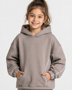 Conjunto Deportivo Personalizado para Niñas, Sudadera con Capucha y Pantalones Deportivos de Felpa, Estilo Holgado, Informal - Product Image 6