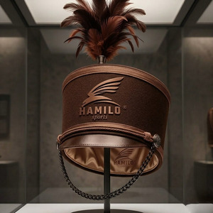 Chapeaux et casquettes Shako tendance vintage en cuir et laine 100% avec broderie à la main, logo personnalisé sur demande - Product Image 2