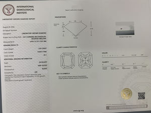 Diamants roses fantaisie cultivés en laboratoire CVD, taille Radiant, 1,45 ct/1,5 ct, pureté VVS, certifiés IGI, en vrac, pour la joaillerie - Vente en gros - Product Image 6