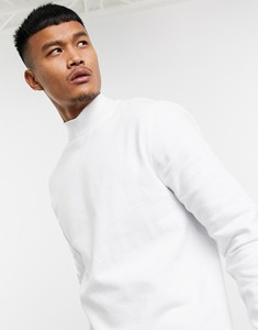 <b>Men's</b> <b>White</b> <b>Turtleneck</b> Pullover Knitted Cotton Regular Fit Solid Casual Autumn Wear - Product Image 1