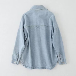 Camisa de Mezclilla Casual para Mujer, Blusa de Manga Larga con Botones al Frente, Ligera, Transpirable, de Secado Rápido, Ecológica, Estilo Urbano Moderno para Verano - Product Image 2