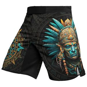 Shorts de combat MMA pour hommes, imprimé aztèque, séchage rapide, polyester, vêtements d'arts martiaux mixtes, coupe régulière, taille adulte - Product Image 2