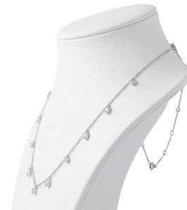 Collar de Oro Sólido de 14K/18K con Diamante Creado en Laboratorio, Corte Redondo en Forma de Pera, Color DEF, Claridad VS/VVS, Regalo para Ella, Collar de Boda - Product Image 4