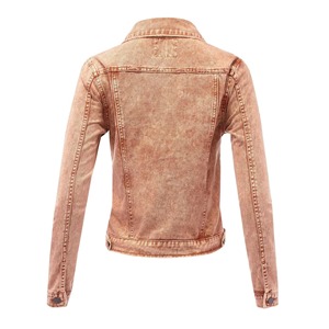 Veste en jean classique délavée orange rouille pour femme, style camionneur boutonnée, décontractée, vente en gros OEM, directement de l'usine - Product Image 2