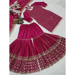 เซ็ตชุดปาร์ตี้ออกแบบโดยดีไซเนอร์สำหรับผู้หญิง sharara plazzo dupatta - Product Image 2