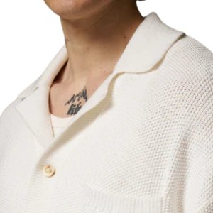 Camisa de punto para hombre con bolsillo, manga larga, abotonada, informal, de tejido suave y texturizado, suministro OEM - Product Image 4