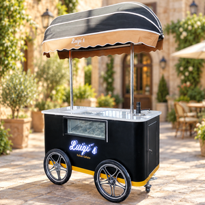 Carrito de Helados Móvil Kolice, Estación de Gelato con Congelador a -18°C, Capacidad para 10 Recipientes/6 Cubetas, 1 Año de Garantía, Modelo MEEKKOO-B - Product Image 1