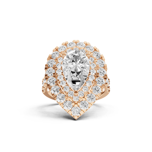 แหวนเพชรคู่รูปลูกแพร์สุดหรูแหวนเพชรที่เน้นหินสีชมพูสุด14kt สง่างาม - Product Image 1