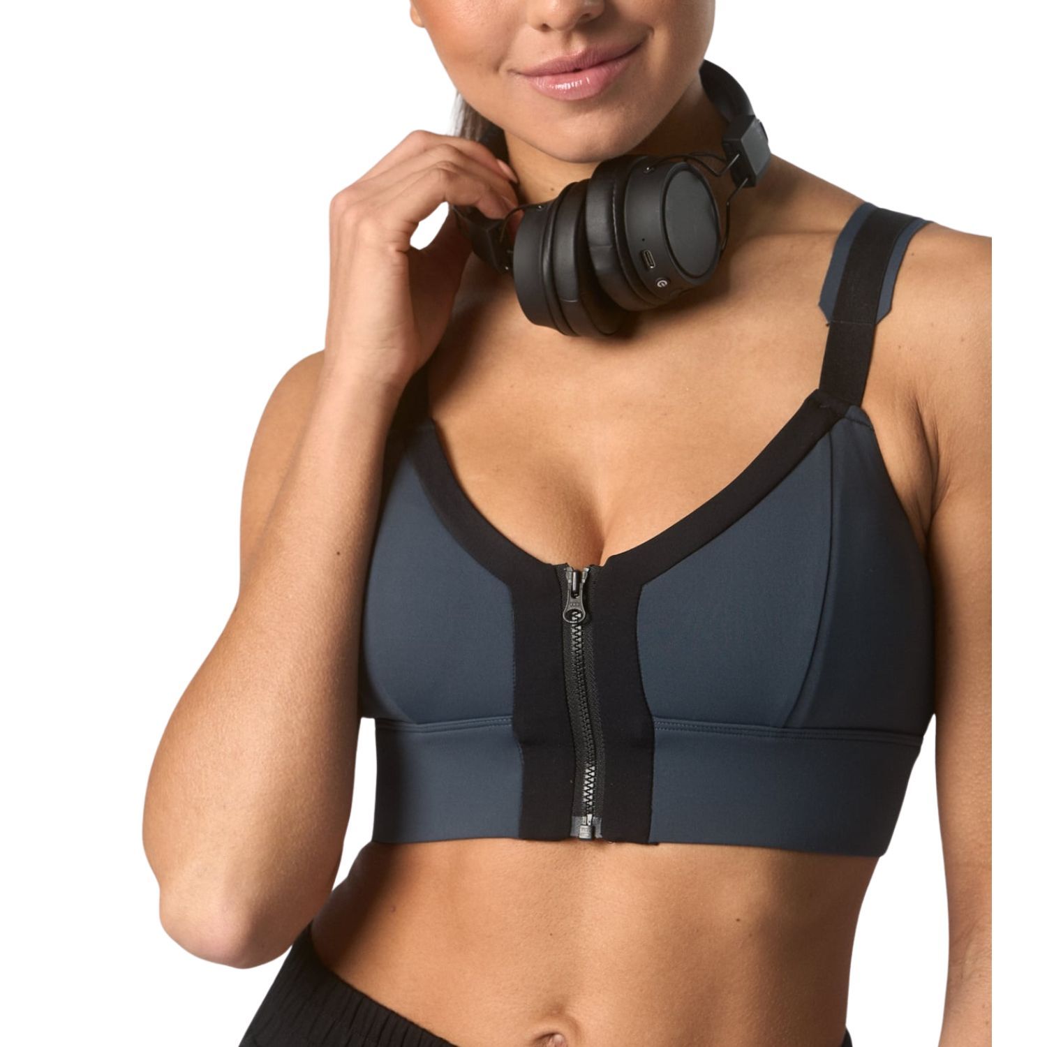 Women High Support Sports Bra Front Zip Gym Running Workout Fitness Activewear Shockproof Training Bra Custom Logo OEM