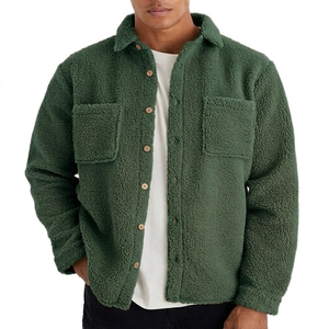 Custom Logo Men's Polar Fleece Jacket <b>Thick</b> Plush <b>Cardigan</b> Windproof Warm Loose Fit Solid Button Casual Winter Outdoor Jacket - Product Image 3
