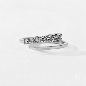 Yellow Gold 950 Platinum 0.38CT E Color VS1 Wedding Band Lab Grown Diamond Open Gap <b>Ring</b> Womens Cuff <b>Stacking</b> Band Wedding <b>Ring</b> - Product Image 1