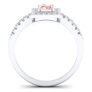 Anillo REYES con Gema de Morganita de Corte Princesa de 0.31 Quilates en Plata de Ley 925, Certificado GRA, Joyería Fina Delicada con Moissanita - Product Image 4