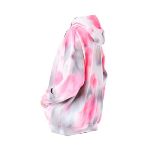 เสื้อฮู้ดดี้ผู้หญิงไซส์ใหญ่ สีชมพูพิมพ์ลายมัดย้อม ผ้าฝ้ายเฟรนช์เทอร์รี่ แบบสวม มีกระเป๋าจิงโจ้ สีพาสเทล รับผลิตตามแบบ (OEM) ขายส่ง - Product Image 4