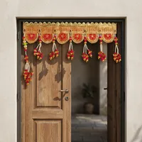 Toran de porte traditionnel fait main avec perles, décoratif, style Bandhanwar, à suspendre au mur pour les festivals, les mariages et l'entrée de la maison