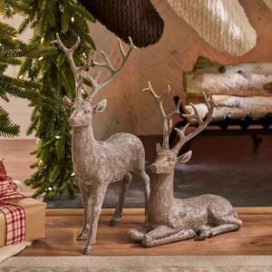 Figuras Rústicas de Reno Navideño de Aluminio Fundido para Decoración de Chimeneas y Mesas Festivas, Estatuas Marrones Estilo Bosque - Product Image 1