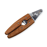 Coupe-ongles pour chien avec manche en bois, tête de coupe en acier inoxydable, retour automatique et verrou de rangement, portable et pratique pour l'entretien des griffes des animaux de compagnie