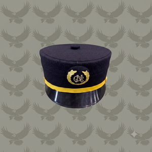Custom Portugal Embroidered Peak Cap Black with Gold <b>Band</b> 56-58CM Formal <b>Hat</b> for Business Use Unisex Adult - Product Image 1