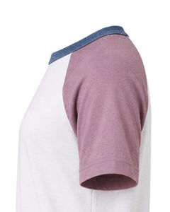 เสื้อยืดแร็กแลนสีชมพูอมเทาและสีน้ำเงินเดนิมแบบสั่งทำพิเศษสำหรับผู้หญิง คอกลม แขนสั้น ผ้าฝ้ายผสมเนื้อนุ่ม แฟชั่นฤดูร้อน - Product Image 5