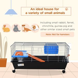 35L nero rotolante piccolo animale gabbia coniglietto Hutch per cavie con piatto di cibo bottiglia di acqua mangiatoia per fieno Pet Pet Home - Product Image 4
