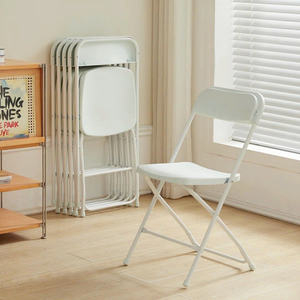 Chaise pliante moderne en résine blanche pour extérieur, jardin, hôtel, durable, en acier inoxydable, respirante, portable, pour école, parc, camping, pique-niques - Product Image 1